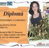 O diplomă specială a primit din partea BIHOREANULUI şi reportera PRO TV OLIVIA STEER: premiul
